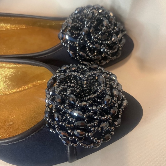 Navy Blue J Renee  Flats with Beaded Rosette - Picture 5 of 7
